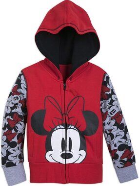 Disney Red & Gray Minnie Face Zip-Up Hoodie